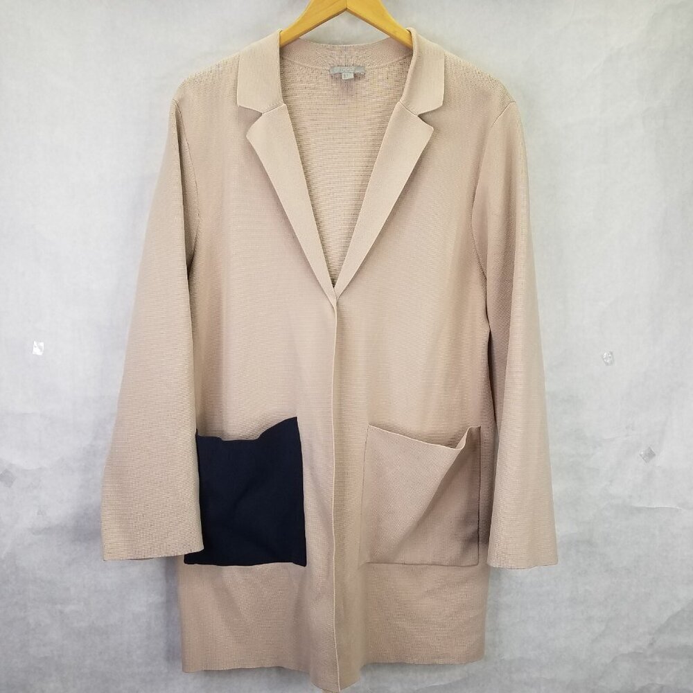 COS Open Cardigan Blazer Women's M Beige Tan Long Knit Jacket Minimalist Lagum - Picture 2 of 16